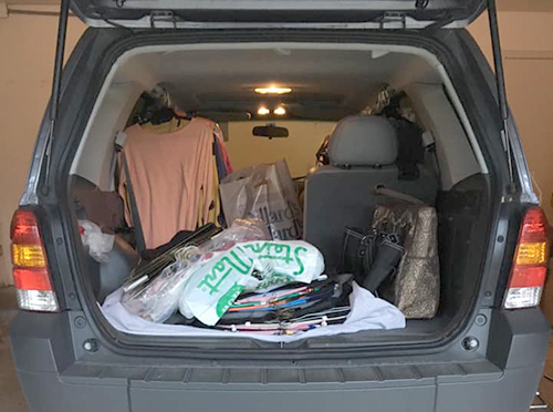 Dropping off donations at Dress for Success during our annual Day of Service in Oct.